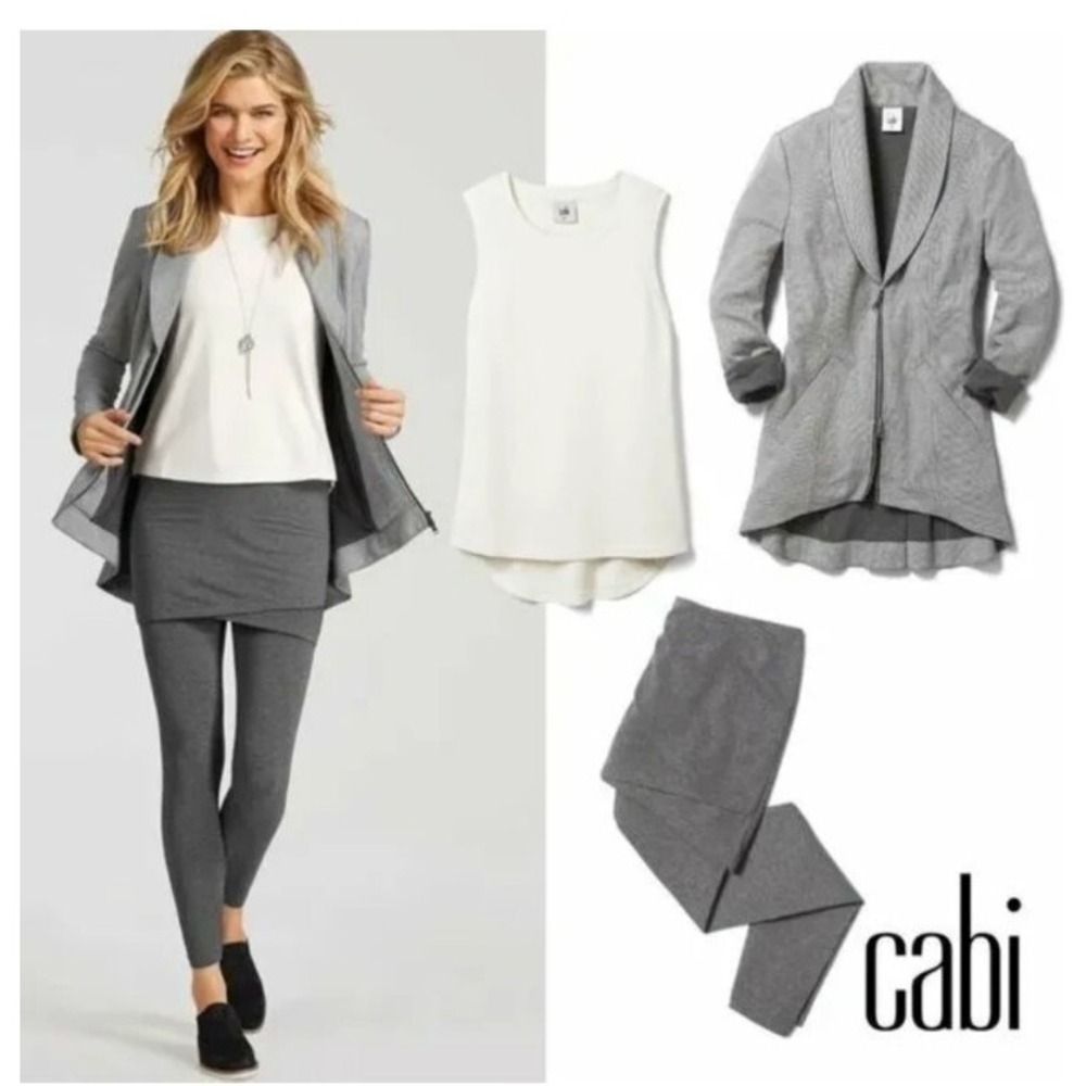 CABI Style 3856 Size S M'Leggings Stone Gray Skirted Leggings Womens